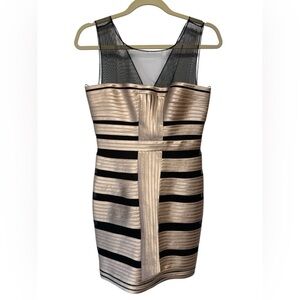 BCBGMaxAzria Black and Cream Striped Dress “Brenda”